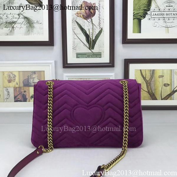 Gucci GG Marmont Embroidered Velvet Bag 443496 Purple