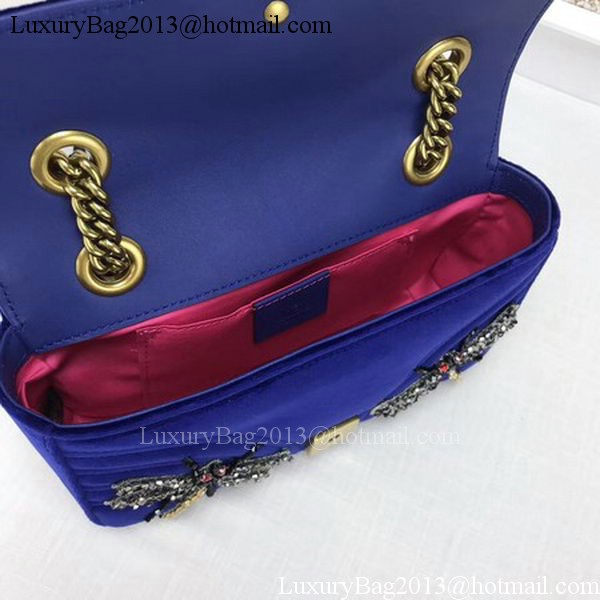 Gucci GG Marmont Embroidered Velvet mini Bag 446744 Blue