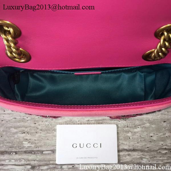 Gucci GG Marmont Embroidered Velvet mini Bag 446744 Pink