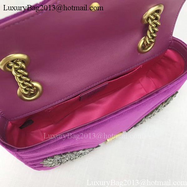 Gucci GG Marmont Embroidered Velvet mini Bag 446744 Purple