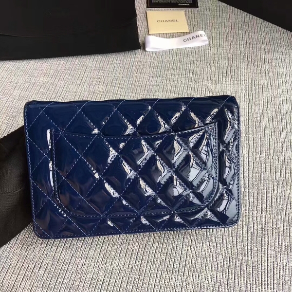 Chanel WOC Flap Bag Patent Leather A33814C Dark Blue