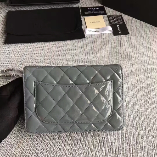 Chanel WOC Flap Bag Patent Leather A33814C Grey