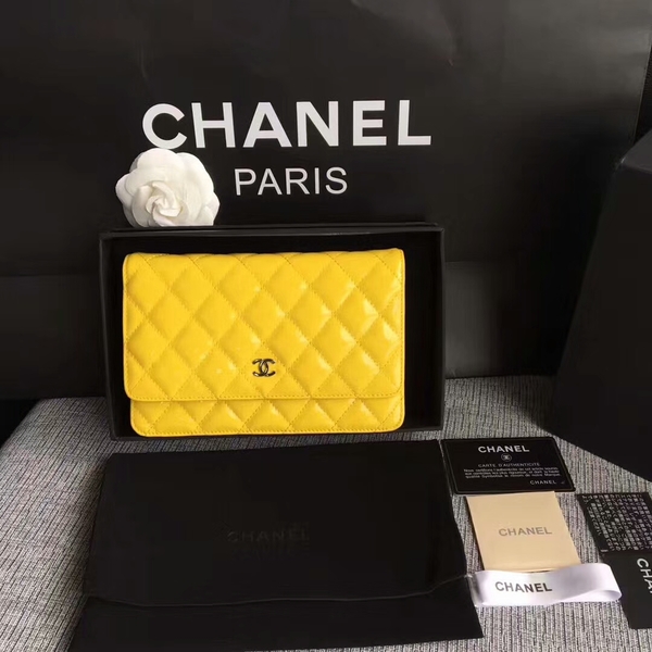 Chanel WOC Flap Bag Patent Leather A33814C Yellow