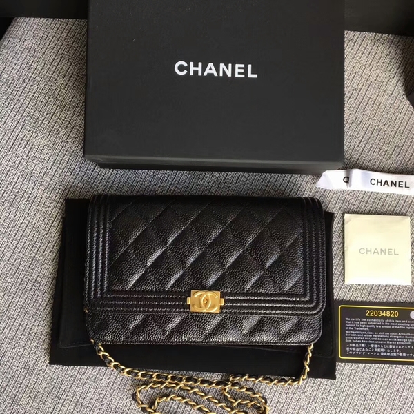 Boy Chanel WOC Flap Bag Original Calfskin Leather CHA6040 Black