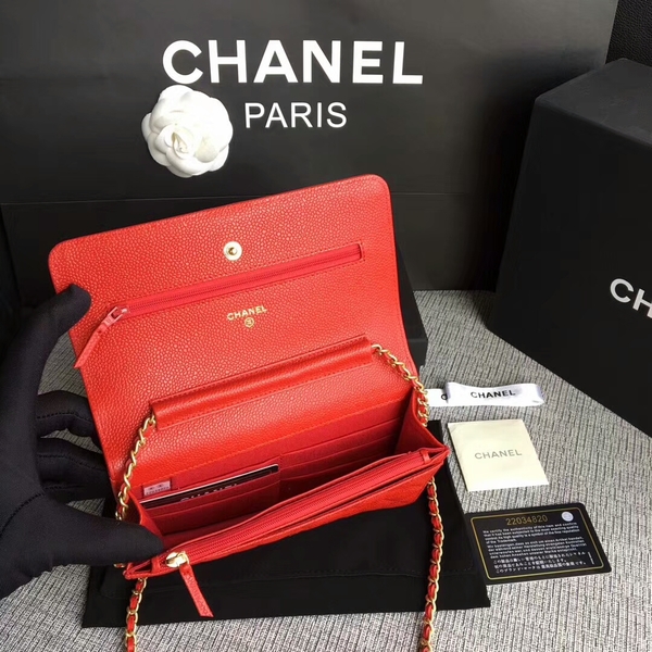 Boy Chanel WOC Flap Bag Original Calfskin Leather CHA6040 Red