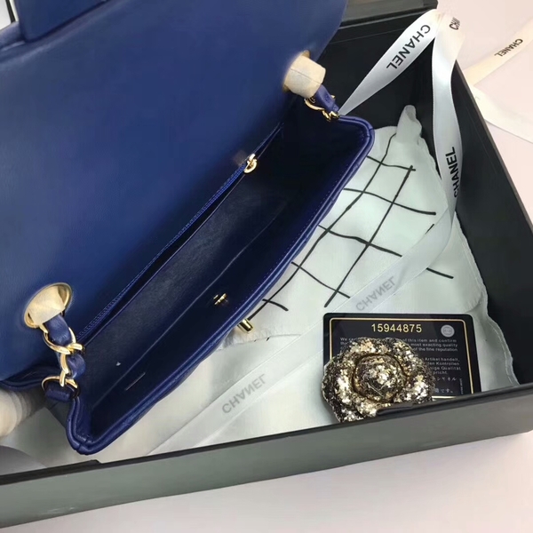 Chanel Classic Flap Bags Blue Original Sheepskin Leather 1116 Gold