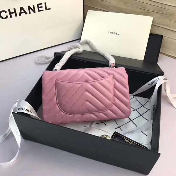 Chanel Classic Flap Bags Light Pink Original Sheepskin Leather 1116 Silver