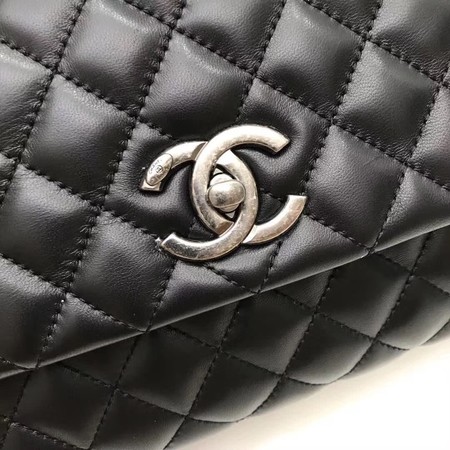 Chanel Classic Red Top Handle Bag Original Leather A92991 Black