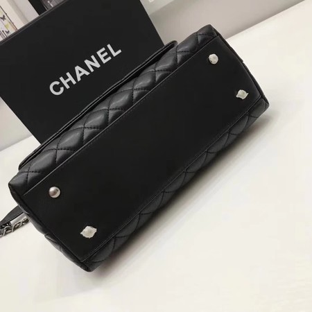 Chanel Classic Top Handle Bag Black Original Leather A92991 Silver