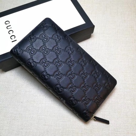 Gucci Bow Gucci Signature Zip Around Wallet ‎388680 Black