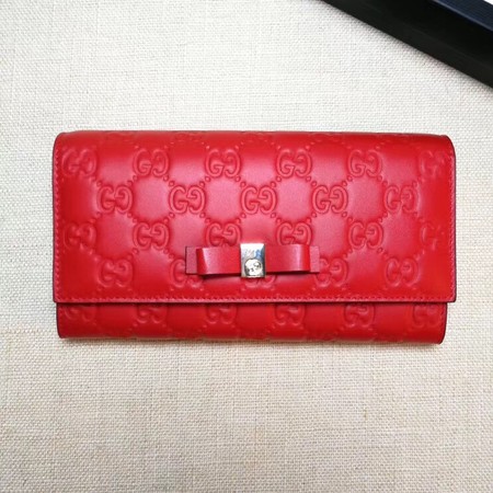 Gucci Bow Gucci Signature Continental Wallet 388679 Red