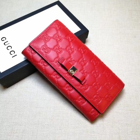 Gucci Bow Gucci Signature Continental Wallet 388679 Red