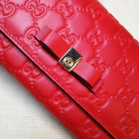 Gucci Bow Gucci Signature Continental Wallet 388679 Red