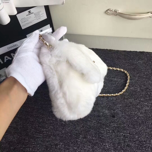 Chanel 2017 Fall Winter Cony Hair Shoulder Bag White