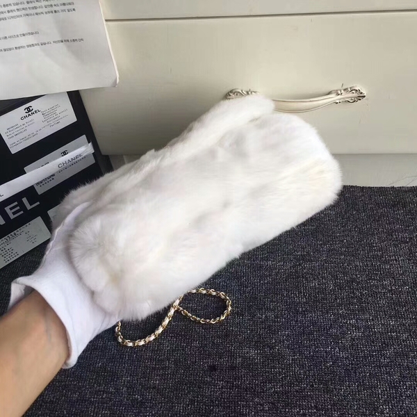 Chanel 2017 Fall Winter Cony Hair Shoulder Bag White