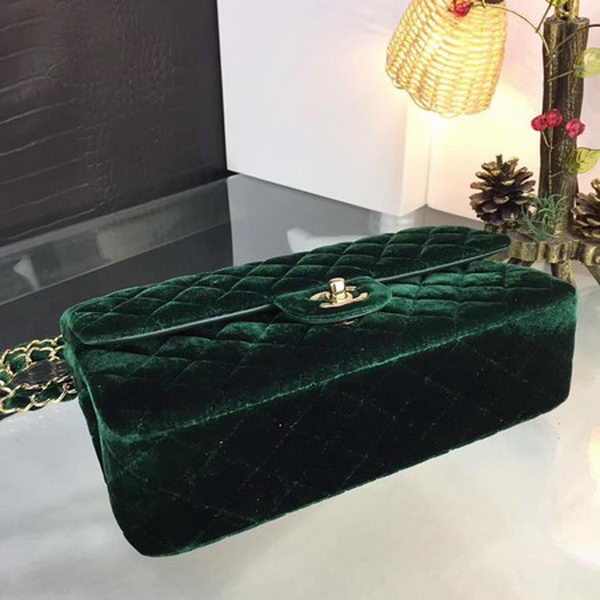 Chanel 2.55 Series Flap Bags Original Velvet A1025 Green