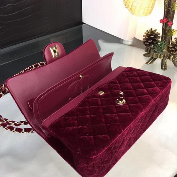 Chanel 2.55 Series Flap Bags Original Velvet A1025 Wine