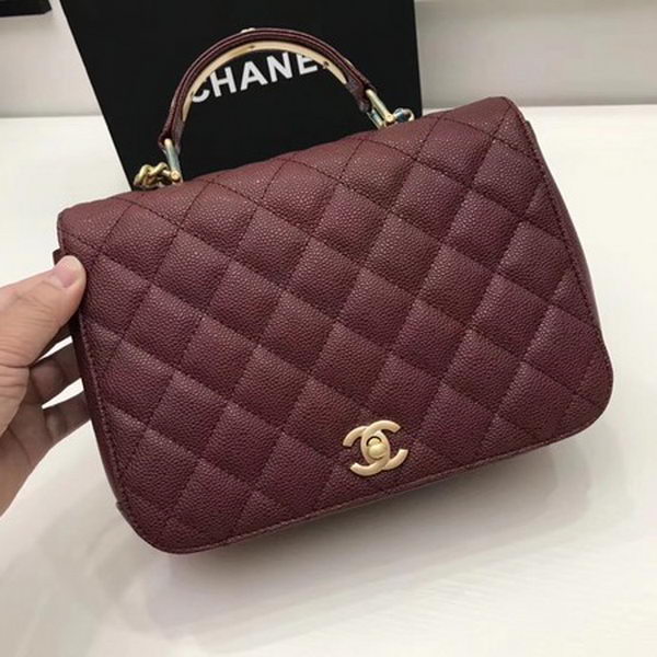 Chanel Classic Top Handle Bag Original Caviar Leather CHA2369 Wine