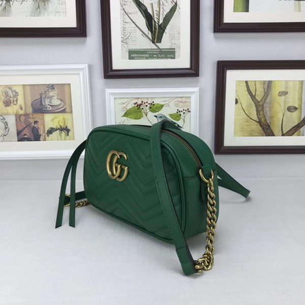 Gucci GG Marmont Matelasse Leather Shoulder Bag 447632 Green