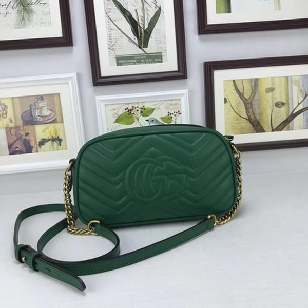 Gucci GG Marmont Matelasse Leather Shoulder Bag 447632 Green