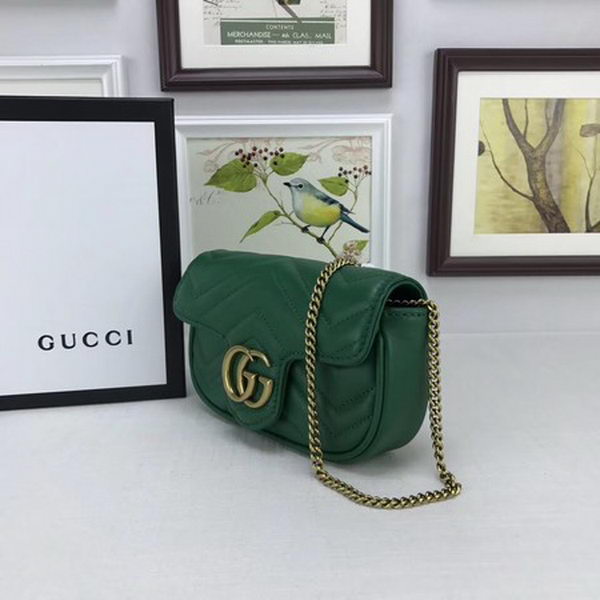 Gucci GG Marmont Matelasse Leather Super Mini Bag 476433 Green