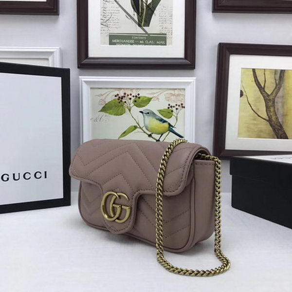 Gucci GG Marmont Matelasse Leather Super Mini Bag 476433 Pink