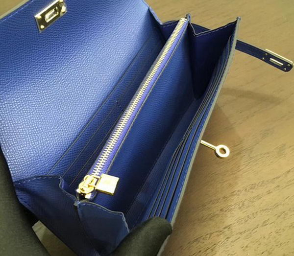 Hermes Kelly Epsom Leather Wallet H4086 Blue