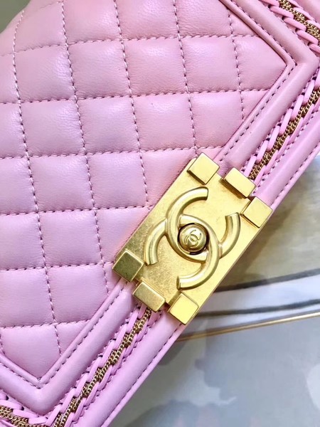 Boy Chanel Flap Shoulder Bag Sheepskin Leather A67085E Pink