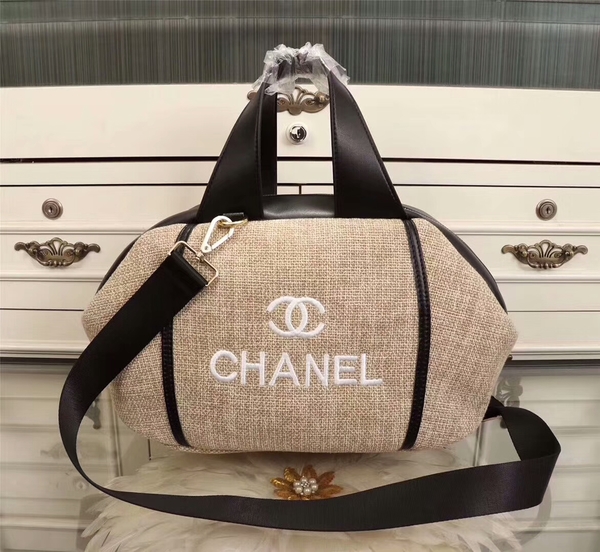 Chanel Canvas Leather Tote Bag 9858 Camel