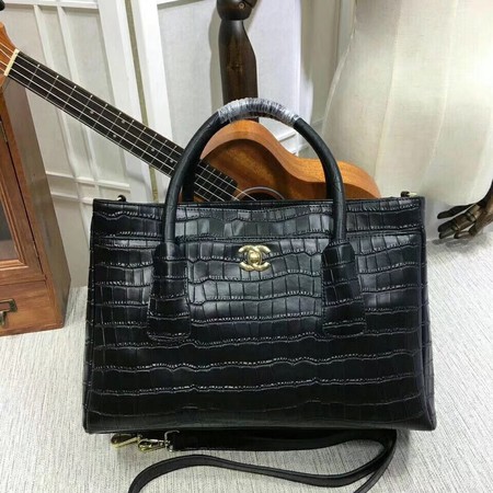 Chanel Tote Bag Croco Leather CHA8160 Black