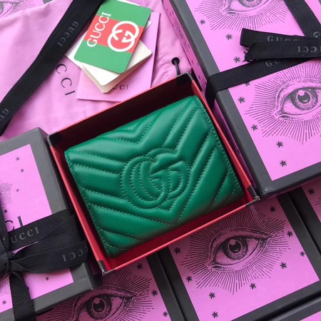 Gucci GG Marmont Matelasse Wallet 474802 Green