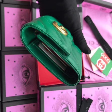 Gucci GG Marmont Matelasse Wallet 474802 Green