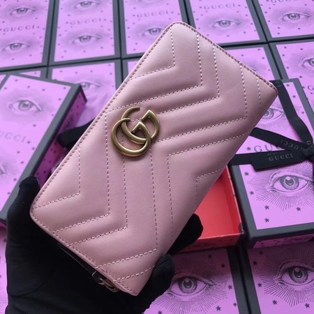 Gucci GG Marmont Zip Around Wallet 443123 Pink