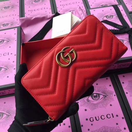 Gucci GG Marmont Zip Around Wallet 443123 Red