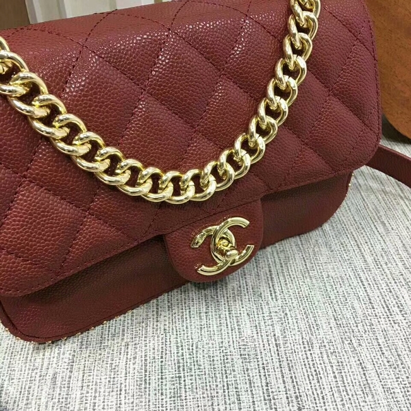 Chanel Shoulder Bag Calfskin Leather A83020 Dark Red