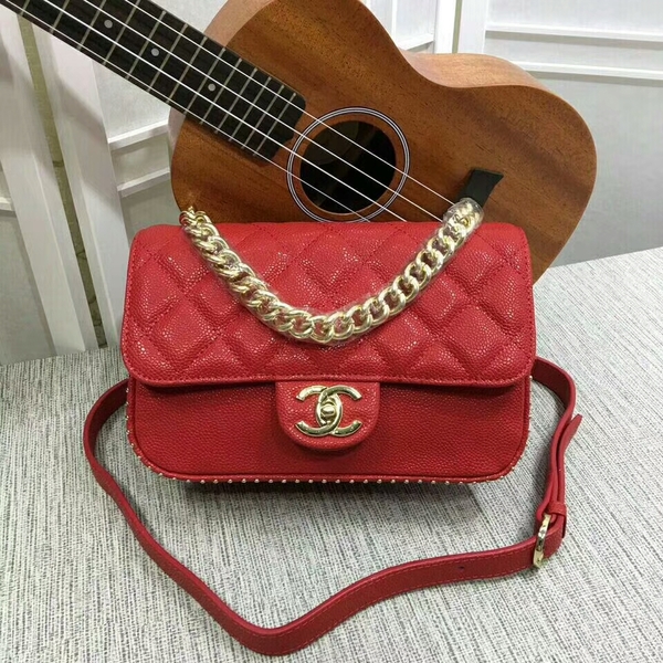 Chanel Shoulder Bag Calfskin Leather A83020 Red