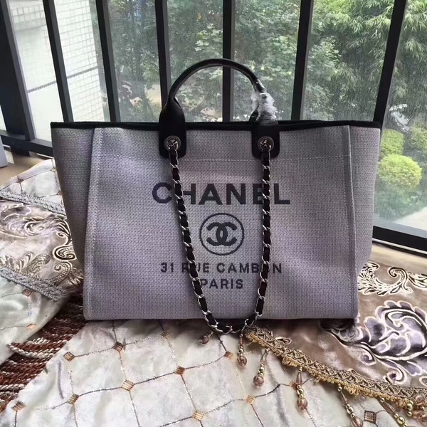 Chanel Deauville Tote Bag Original Canvas Leather A68047-12