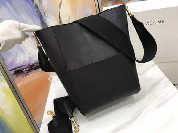 CELINE Sangle Seau Bag in Calfskin Leather C3369 Black