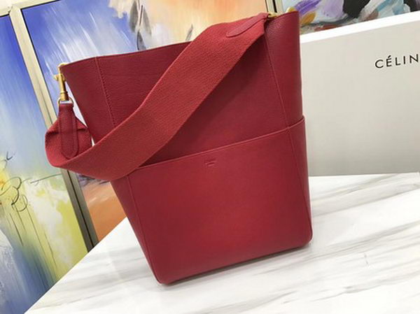 CELINE Sangle Seau Bag in Calfskin Leather C3369 Red