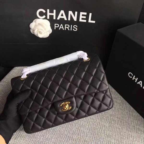 Chanel 2.55 Series Flap Bags Black Original Deerskin A1112 Gold