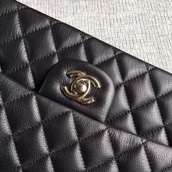 Chanel 2.55 Series Flap Bags Black Original Deerskin A1112 Silver