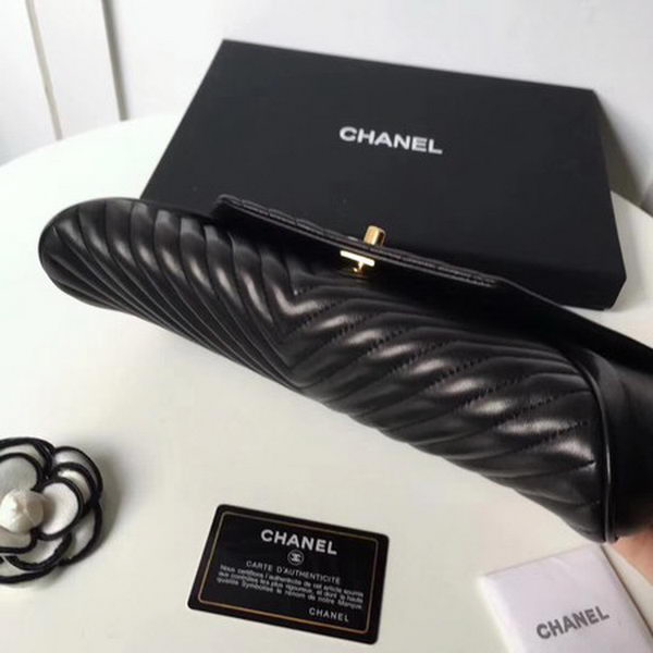 Chanel Clutch Chevron Sheepskin Leather CHA6698 Black