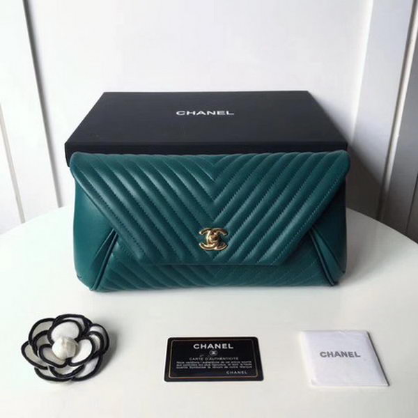 Chanel Clutch Chevron Sheepskin Leather CHA6698 Green