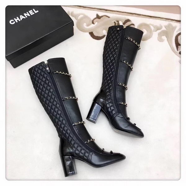 Chanel Leather Knee Boot CH2226 Black