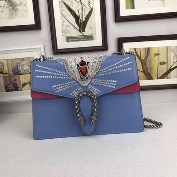 Gucci Dionysus Embroidered Leather Shoulder Bag ‎403348 Skyblue