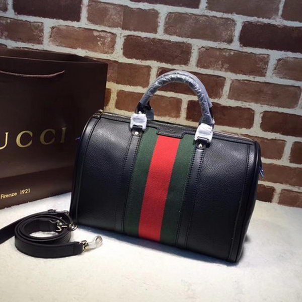 Gucci Leather Medium Boston Bag 247205 Black