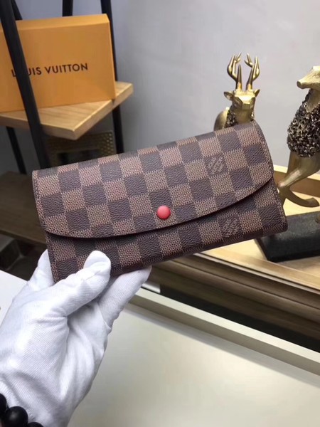 Louis Vuitton Damier Ebene Canvas EMILIE WALLET N63544 Red