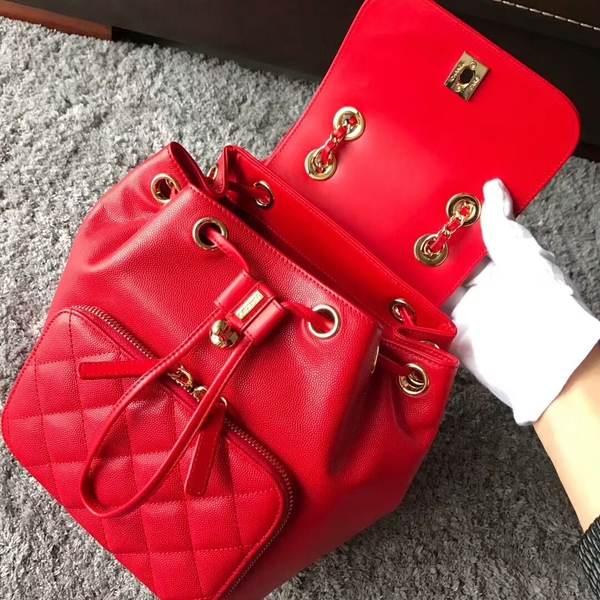 Chanel Original Calfskin Leather Backpack CHA2589 Red