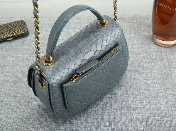 Chanel 2017 Original Python Leather Shoulder Bag 8125 Blue