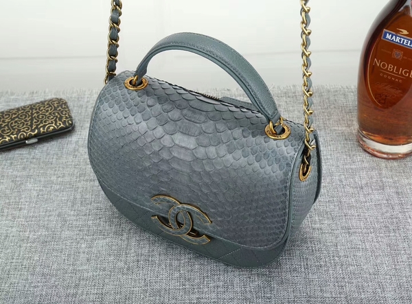 Chanel 2017 Original Python Leather Shoulder Bag 8125 Blue